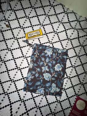 MaggiB Folding Tote Bag Indigo Floral MB02159
